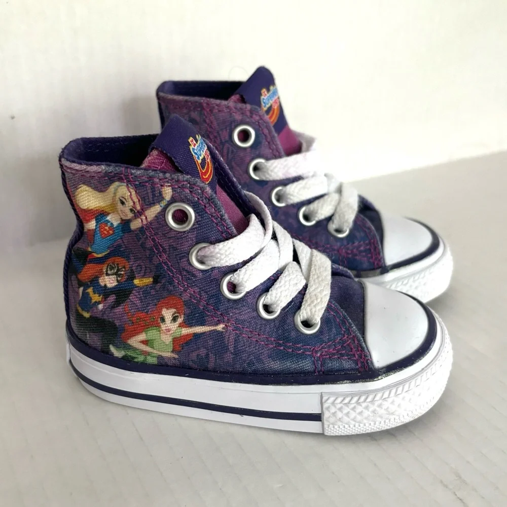 Converse Toddlers DC Superhero Supergirl Girls High Top Chuck Taylors Kid size 3